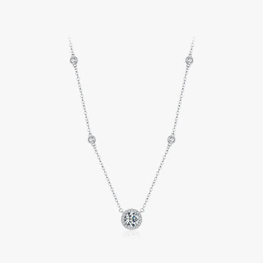 Ig Style Shiny Round Sterling Silver Rhodium Plated Zircon Necklace In Bulk