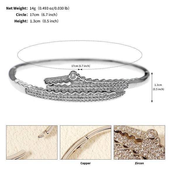 IG Style Shiny Round Water Droplets Snake Rhinestones Alloy Wholesale Bangle