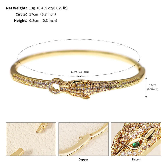 IG Style Shiny Round Water Droplets Snake Rhinestones Alloy Wholesale Bangle