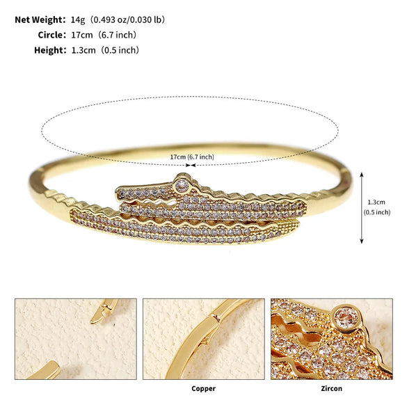 IG Style Shiny Round Water Droplets Snake Rhinestones Alloy Wholesale Bangle