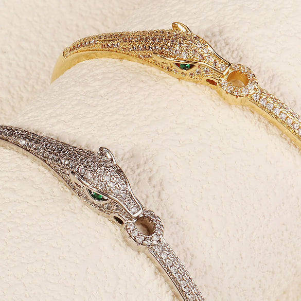 IG Style Shiny Round Water Droplets Snake Rhinestones Alloy Wholesale Bangle