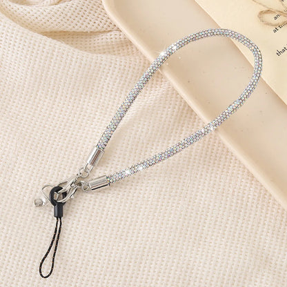 IG Style Shiny Solid Color Rhinestone Bag Pendant Mobile Phone Chain Keychain