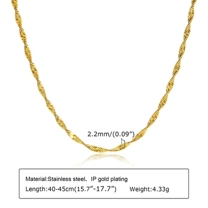 Ig Style Shiny Solid Color Stainless Steel Handmade Plating 18k Gold Plated Necklace