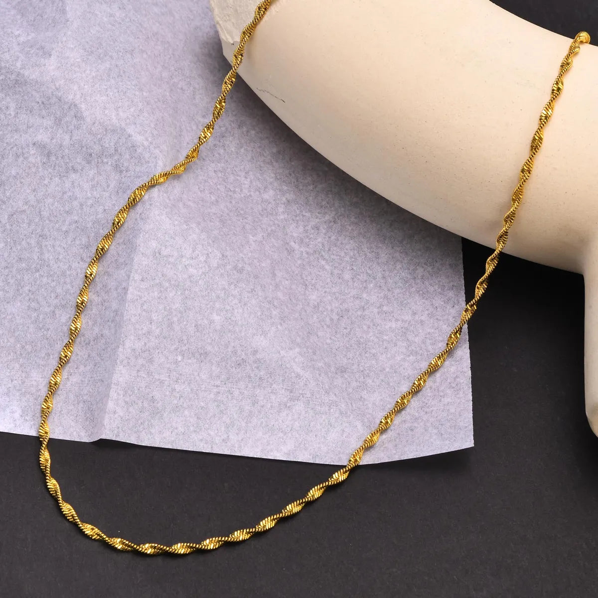 Ig Style Shiny Solid Color Stainless Steel Handmade Plating 18k Gold Plated Necklace