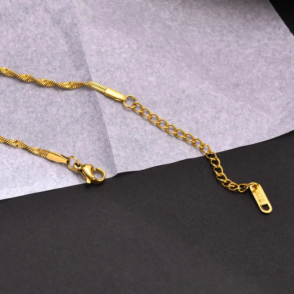 Ig Style Shiny Solid Color Stainless Steel Handmade Plating 18k Gold Plated Necklace