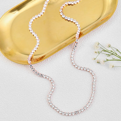 Ig Style Shiny Square Copper Plating Inlay Zircon Necklace