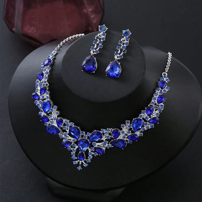 IG Style Shiny Water Droplets Alloy Inlay Gem Crystal Women'S Jewelry Set