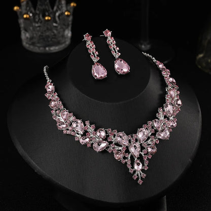 IG Style Shiny Water Droplets Alloy Inlay Gem Crystal Women'S Jewelry Set