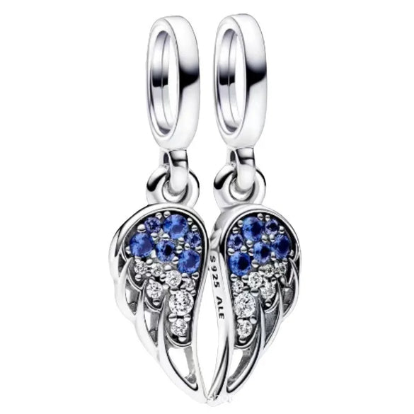 Ig Style Shiny Wings Sterling Silver Plating Inlay Zircon Charms Jewelry Accessories