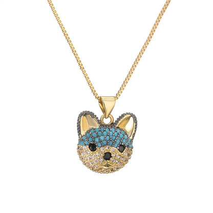 Ig Style Simple Style Animal Copper Plating Inlay Zircon Gold Plated Pendant Necklace