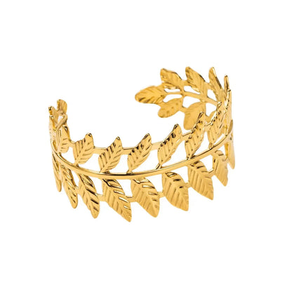 Ig Style Simple Style Animal Leaf Flower Stainless Steel Plating Inlay Zircon Gold Plated Bangle