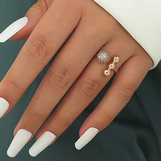 IG Style Simple Style Ball Alloy Inlay Rhinestones Women'S Open Rings