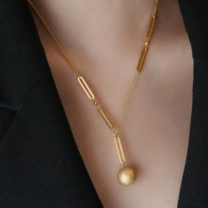 Ig Style Simple Style Ball Titanium Steel Plating 18k Gold Plated Pendant Necklace Long Necklace