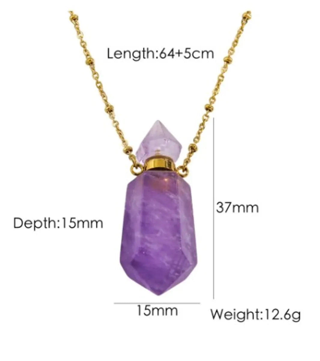 IG Style Simple Style British Style Perfume Bottle Stainless Steel Natural Stone 14K Gold Plated Pendant Necklace In Bulk