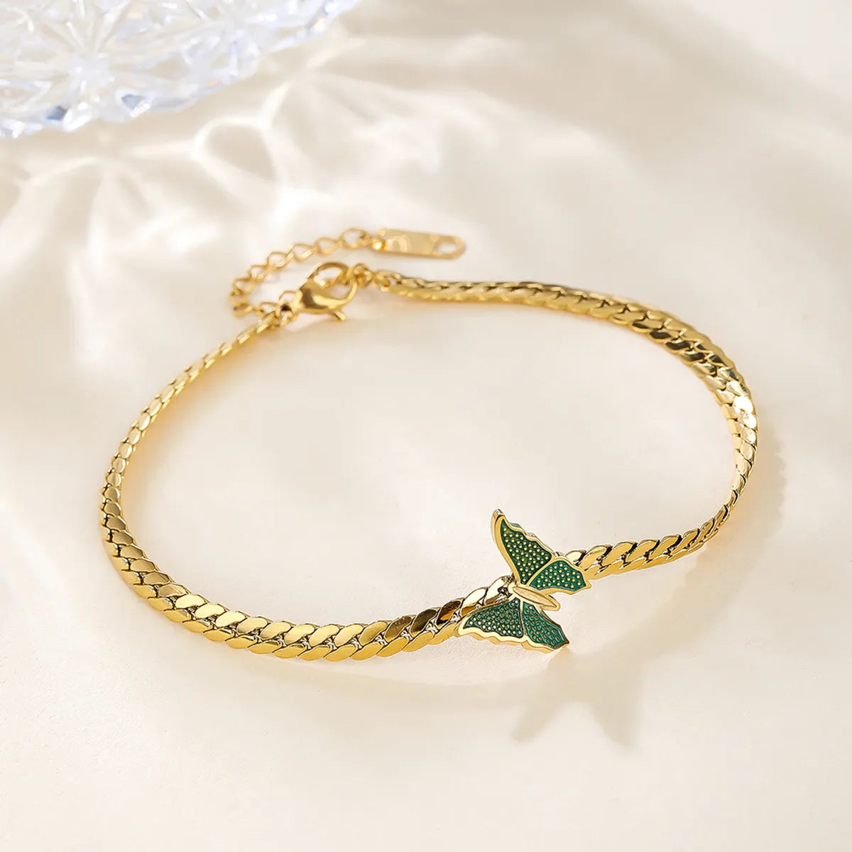 Ig Style Simple Style Butterfly Stainless Steel Titanium Steel Plating 18k Gold Plated Gold Plated Women's Anklet