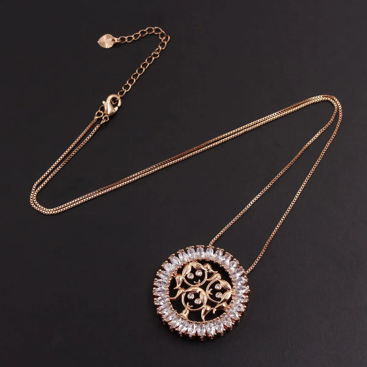 Ig Style Simple Style Cartoon Character Copper Gold Plated Zircon Pendant Necklace In Bulk