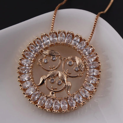 Ig Style Simple Style Cartoon Character Copper Gold Plated Zircon Pendant Necklace In Bulk