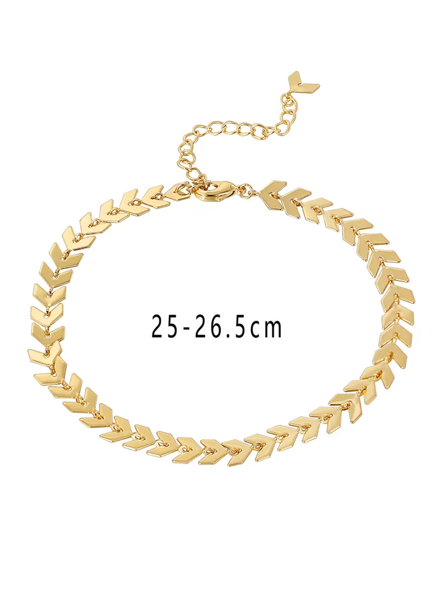 IG Style Simple Style Circle Heart Shape Grain Copper Inlay Zircon 18K Gold Plated Women's Anklet