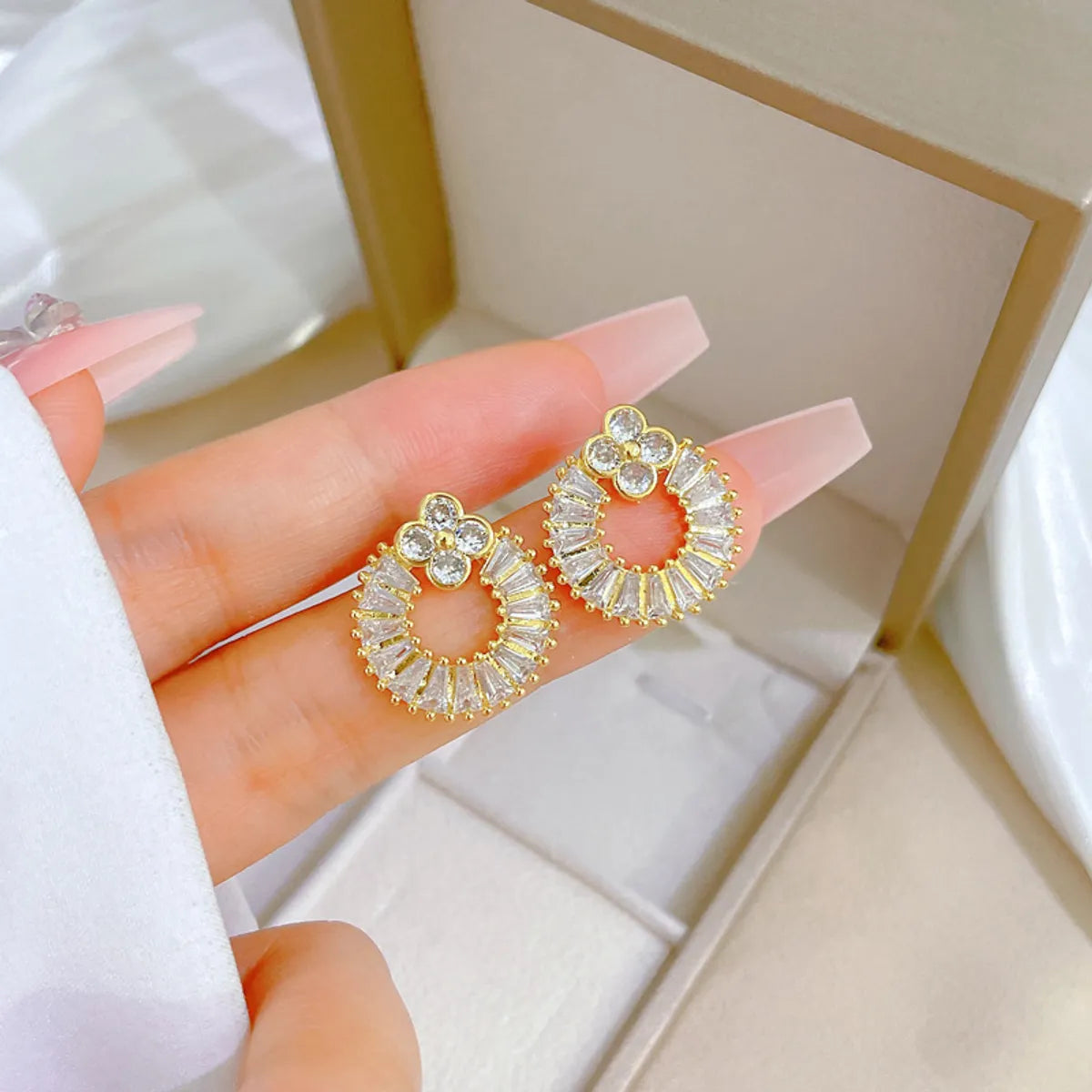 Wholesale Ig Style Simple Style Circle Titanium Steel Plating Inlay Zircon Earrings Necklace