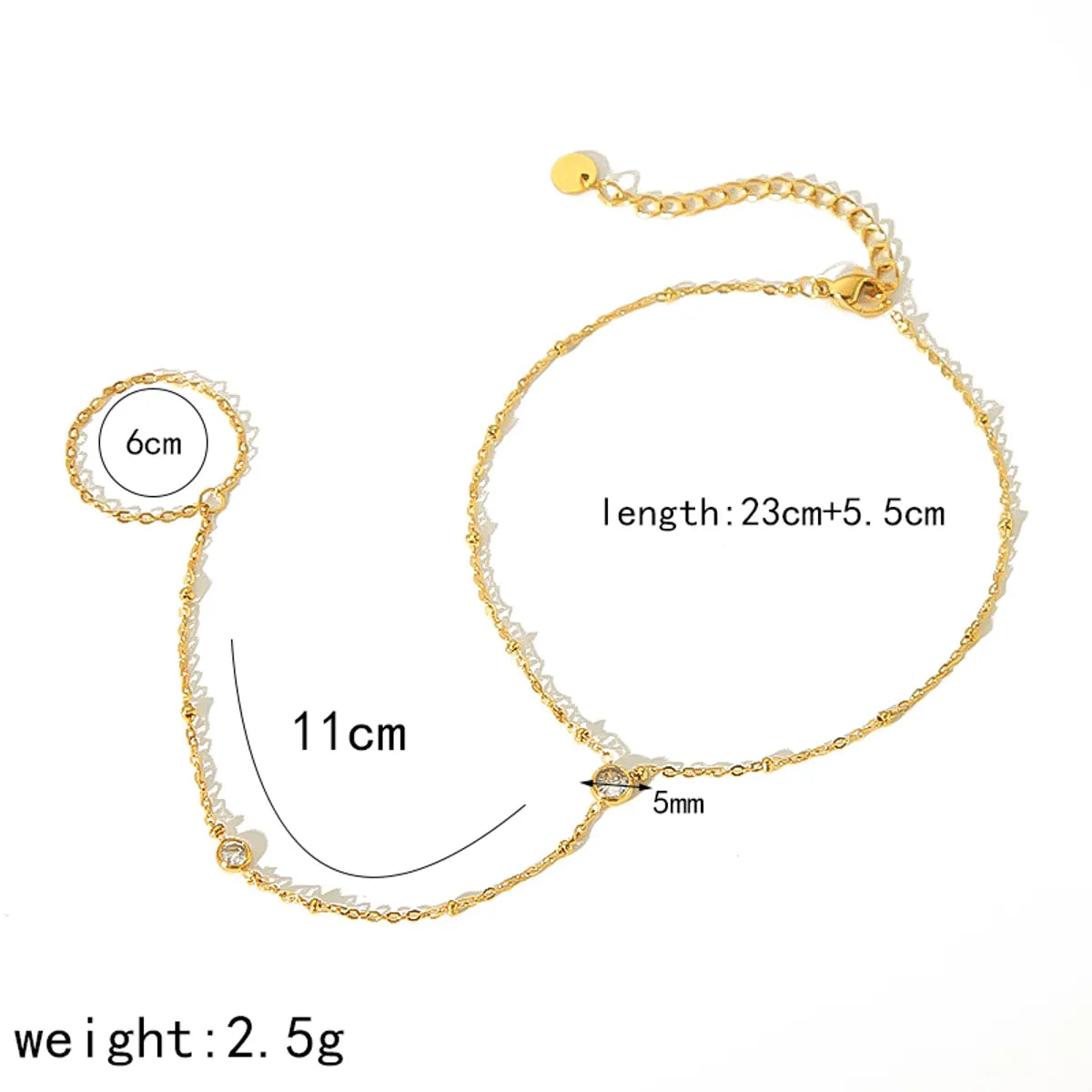 IG Style Simple Style Classic Style Geometric Star 304 Stainless Steel Polishing Plating Inlay Zircon 18K Gold Plated Women'S Anklet