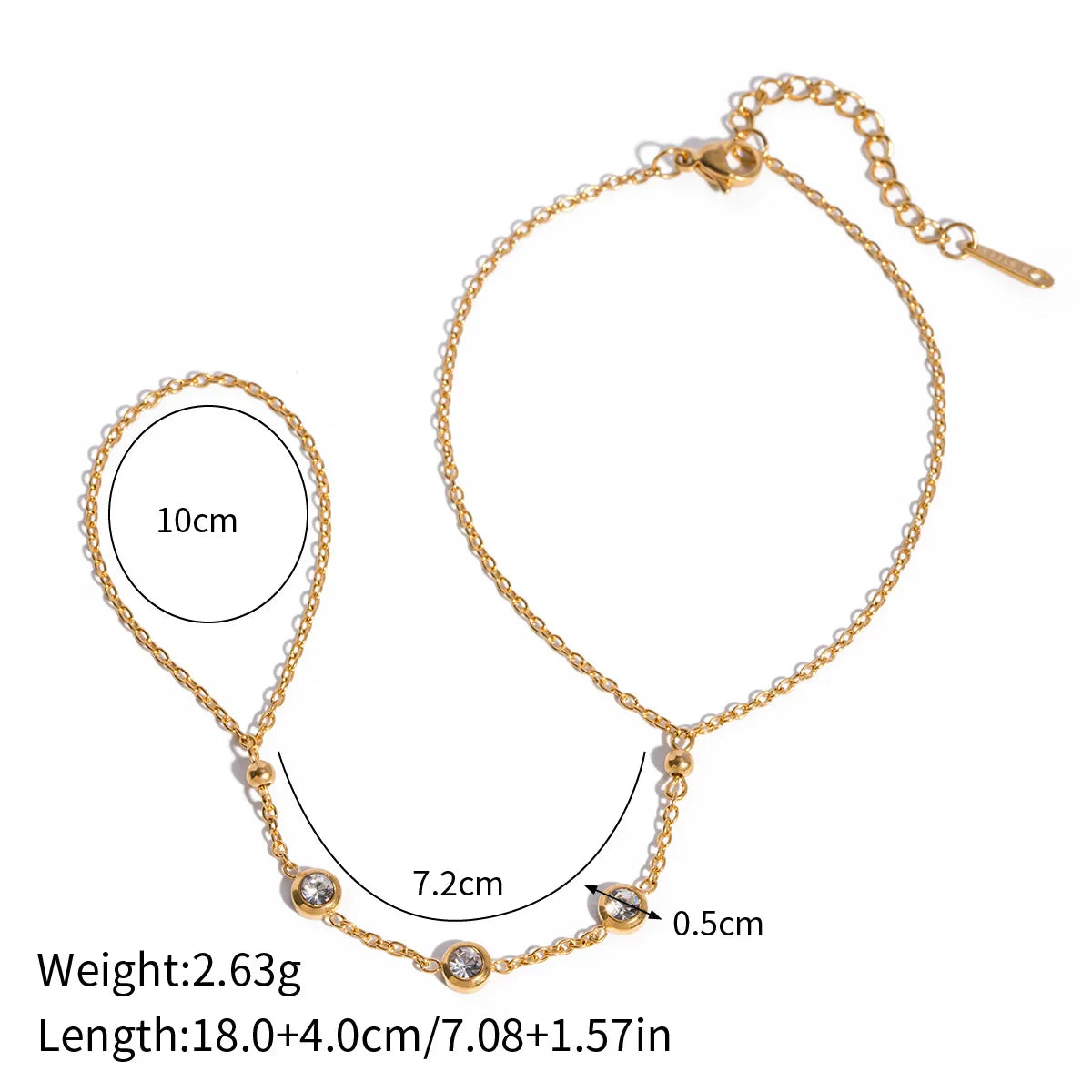 IG Style Simple Style Classic Style Geometric Star 304 Stainless Steel Polishing Plating Inlay Zircon 18K Gold Plated Women'S Anklet