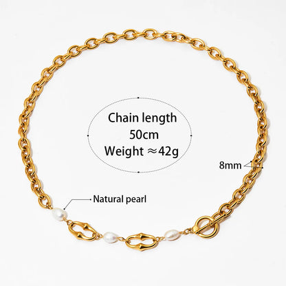 Ig Style Simple Style Classic Style Solid Color Stainless Steel Freshwater Pearl Titanium Steel Polishing Plating 14k Gold Plated White Gold Plated Gold Plated Bracelets Necklace