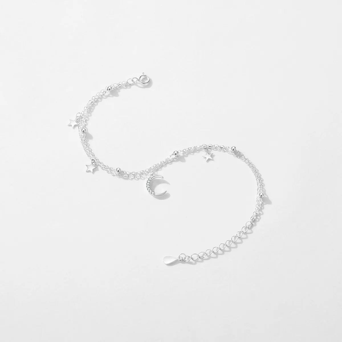 Ig Style Simple Style Classic Style Star Moon Sterling Silver Plating Rhodium Plated Bracelets