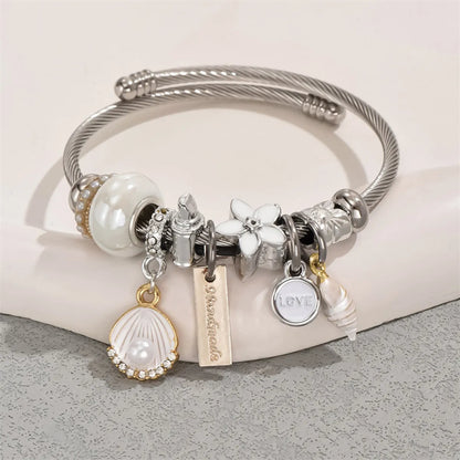 IG Style Simple Style Commute Beetles Shell Rhinestones Alloy Wholesale Bangle