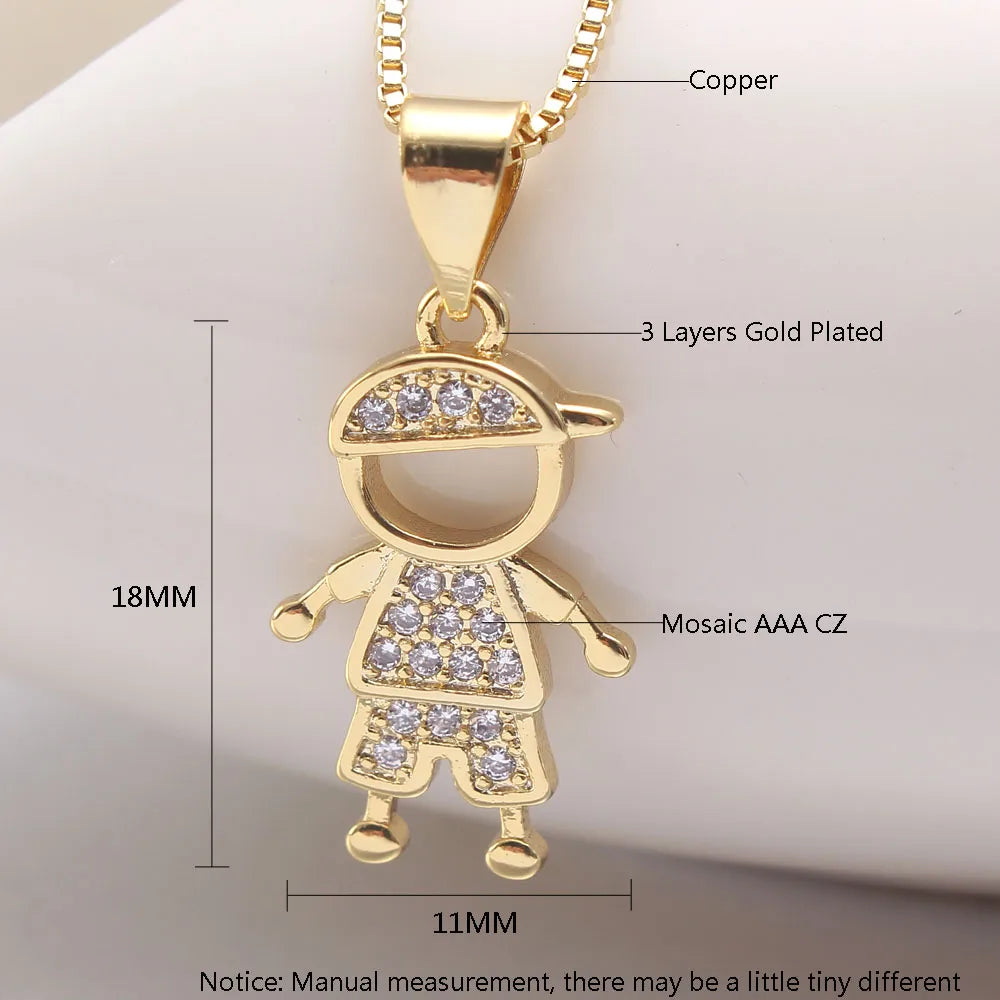 Copper 18K Gold Plated Gold Plated IG Style Simple Style Commute Plating Inlay Cartoon Character Zircon Necklace