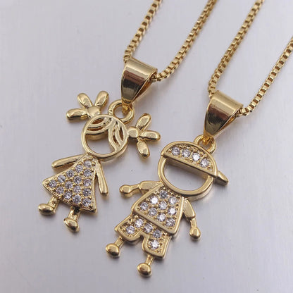 Copper 18K Gold Plated Gold Plated IG Style Simple Style Commute Plating Inlay Cartoon Character Zircon Necklace