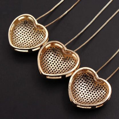 Ig Style Simple Style Commute Heart Shape Copper Plating Inlay Zircon White Gold Plated Gold Plated Earrings Necklace