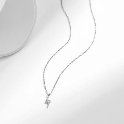 Ig Style Simple Style Commute Lightning Sterling Silver 14k Gold Plated Rhodium Plated Zircon Necklace In Bulk