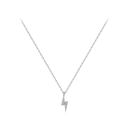 Ig Style Simple Style Commute Lightning Sterling Silver 14k Gold Plated Rhodium Plated Zircon Necklace In Bulk