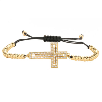 Ig Style Simple Style Cross Copper Beaded Plating Inlay Zircon Bracelets