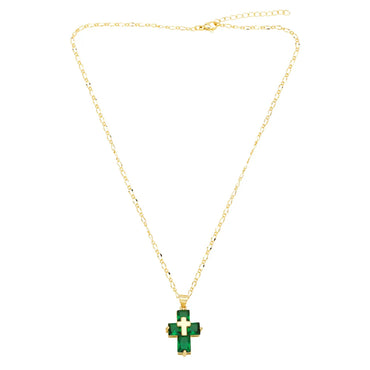 Ig Style Simple Style Cross Copper Plating Inlay Zircon 18k Gold Plated Pendant Necklace