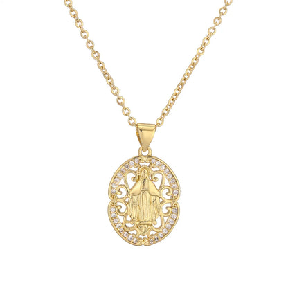 Ig Style Simple Style Cross Copper Plating Inlay Zircon Gold Plated Pendant Necklace