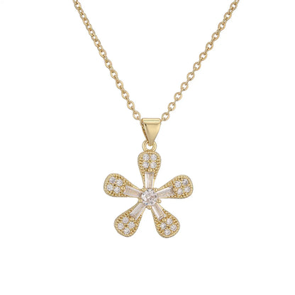 Ig Style Simple Style Cross Heart Shape Copper Plating Inlay Zircon Gold Plated Pendant Necklace