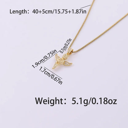 Stainless Steel Copper 18K Gold Plated IG Style Simple Style Plating Inlay Cross Heart Shape Wings Zircon Pendant Necklace