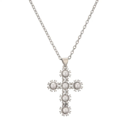 Ig Style Simple Style Cross Stainless Steel Copper Plating Inlay Zircon Gold Plated Pendant Necklace