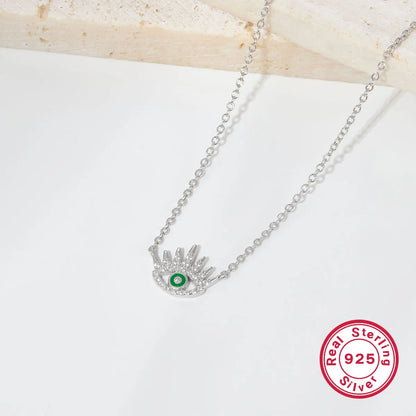 Ig Style Simple Style Devil's Eye Sterling Silver Plating Inlay Turquoise Zircon White Gold Plated Pendant Necklace