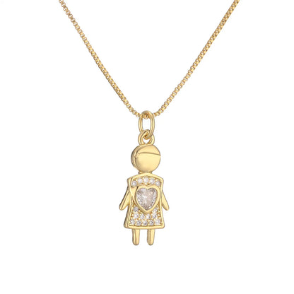 Ig Style Simple Style Dog Cat Copper Plating Inlay Zircon Gold Plated Pendant Necklace