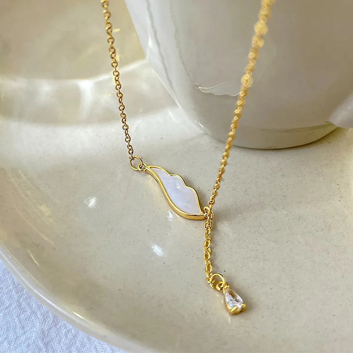 Ig Style Simple Style Electrocardiogram Wings Bow Knot Stainless Steel Copper Plating Inlay Opal Zircon Gold Plated Silver Plated Pendant Necklace