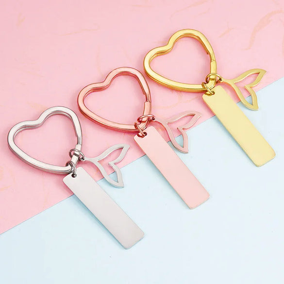 1 Piece IG Style Simple Style Customization Laser Engraving Fish Tail Stainless Steel Polishing Plating 18K Gold Plated Bag Pendant Keychain