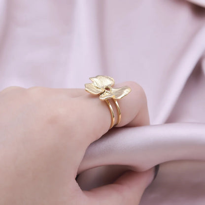 Ig Style Simple Style Flower Stainless Steel Plating 18k Gold Plated Open Rings