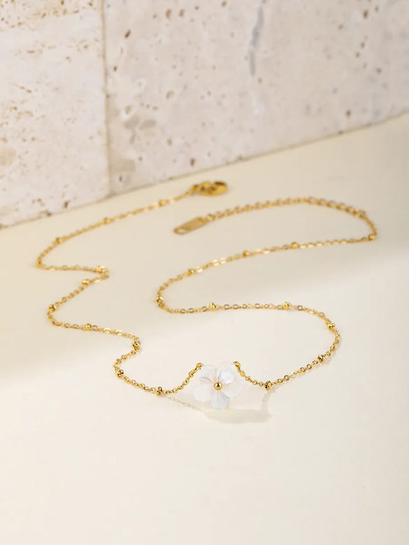 Ig Style Simple Style Flower Stainless Steel Shell Titanium Steel Plating Three-dimensional 18k Gold Plated Gold Plated Necklace
