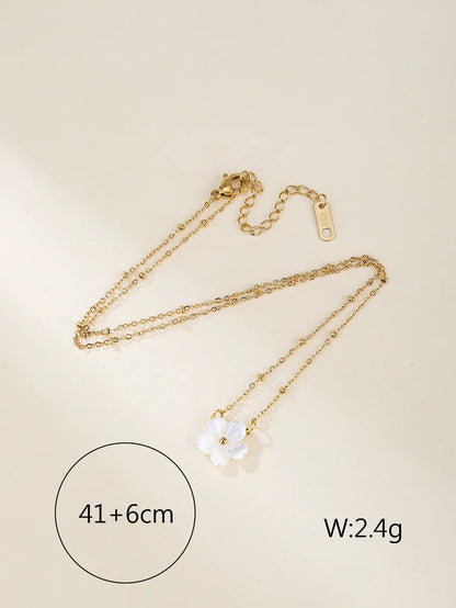 Ig Style Simple Style Flower Stainless Steel Shell Titanium Steel Plating Three-dimensional 18k Gold Plated Gold Plated Necklace