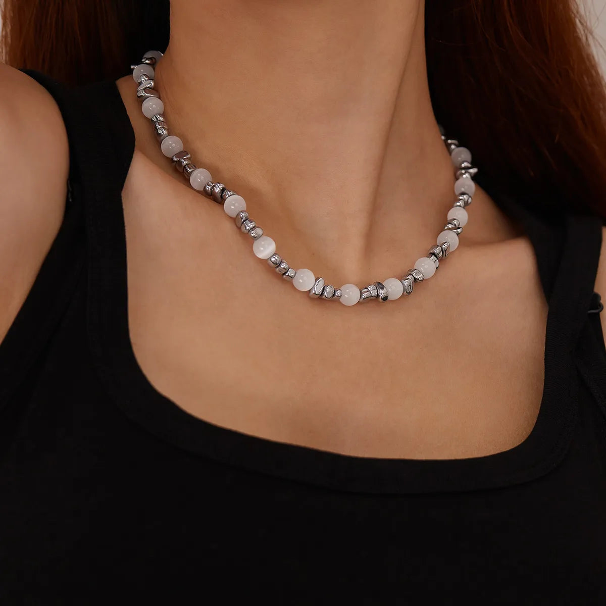 IG Style Simple Style Geometric 304 Stainless Steel Natural Stone Hematite Necklace In Bulk