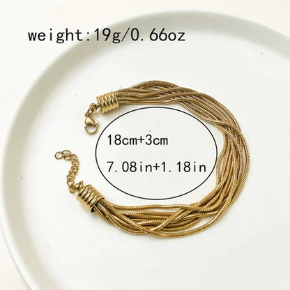 Ig Style Simple Style Geometric Stainless Steel Layered Plating Gold Plated Bracelets