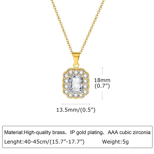 201 Stainless Steel Copper Alloy IG Style Simple Style Plating Inlay Geometric Zircon Pendant Necklace