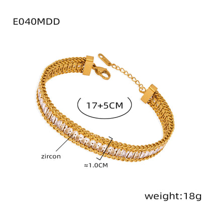 Ig Style Simple Style Geometric Titanium Steel Plating Inlay Zircon 18k Gold Plated Bracelets